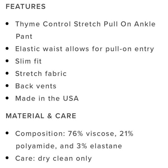 Elliott Lauren control stretch pull on ankle pant. Size 6. - Picture 12 of 15